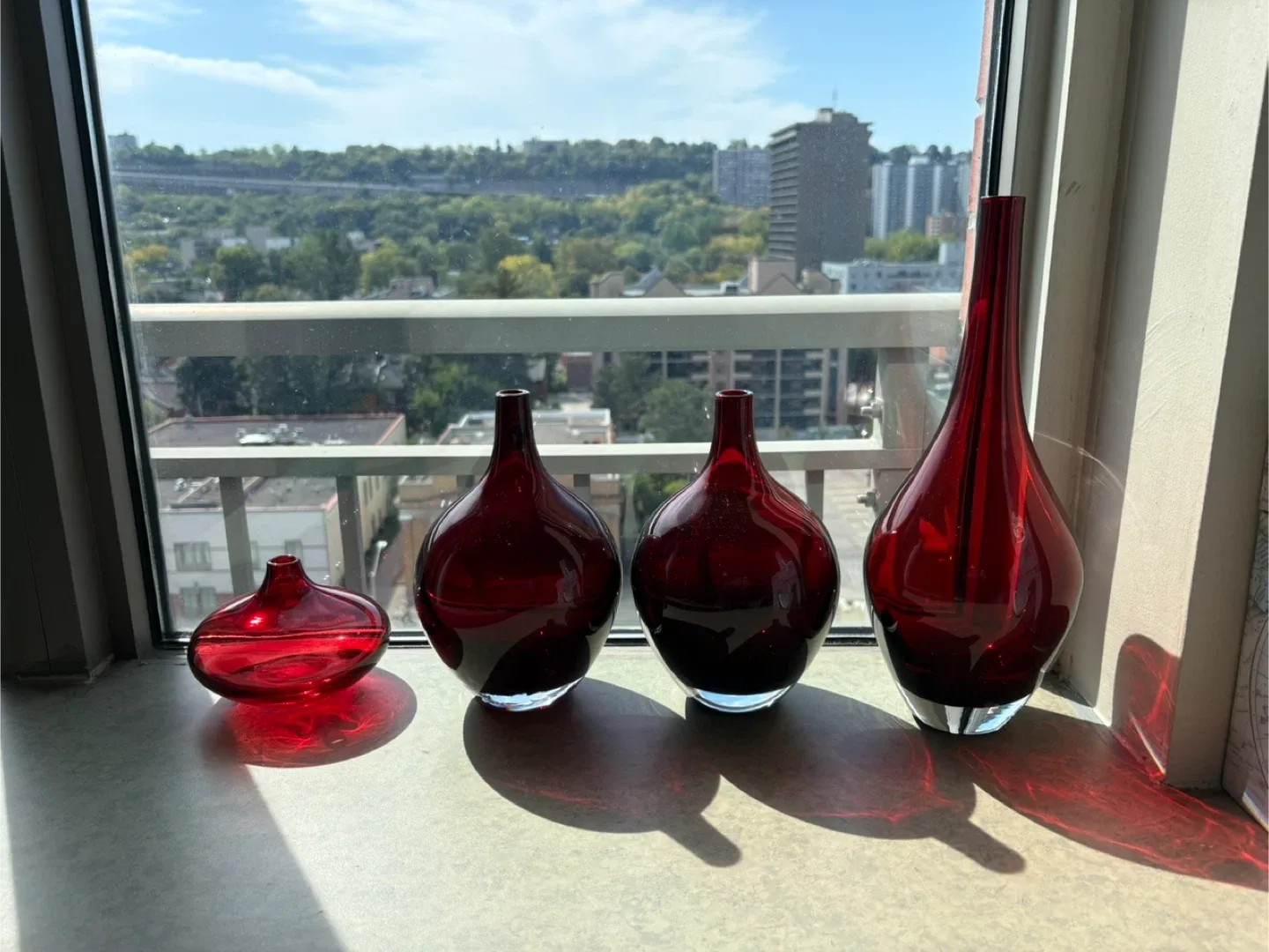 Vintage Red Ikea Glass Vases - Set of 4 thumbnail