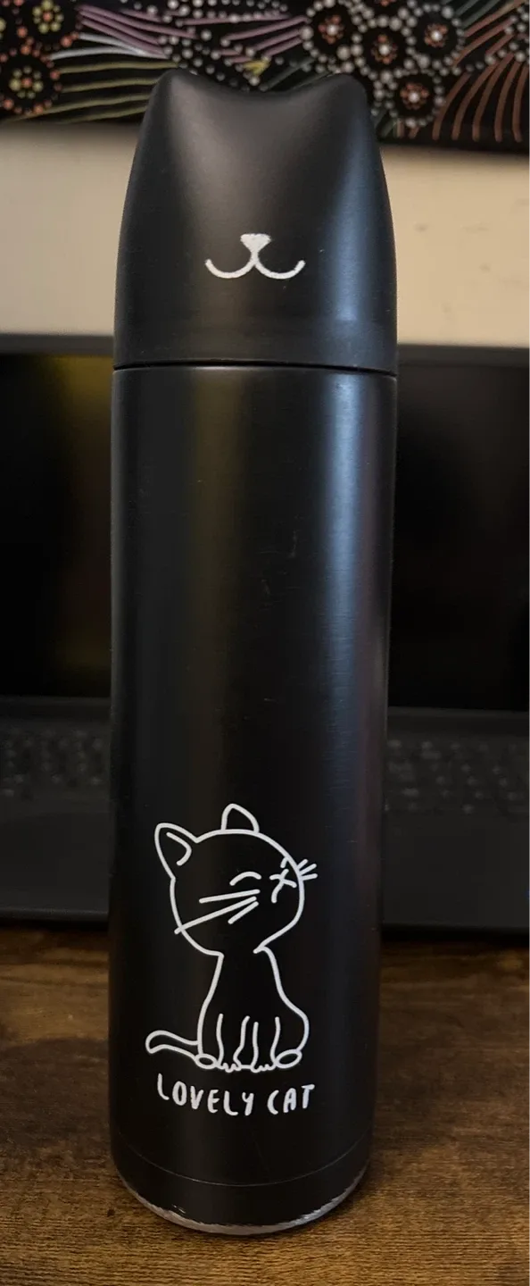 Black Lovely Cat  water  bottle thumbnail