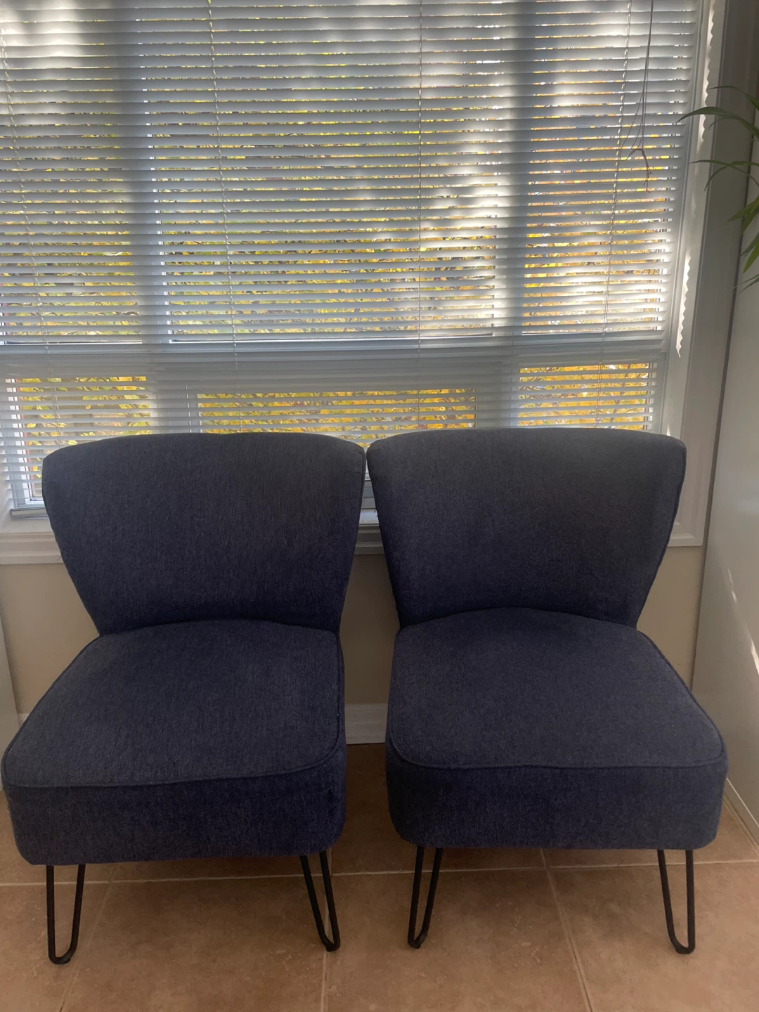 Two Navy Blue Accent Chairs