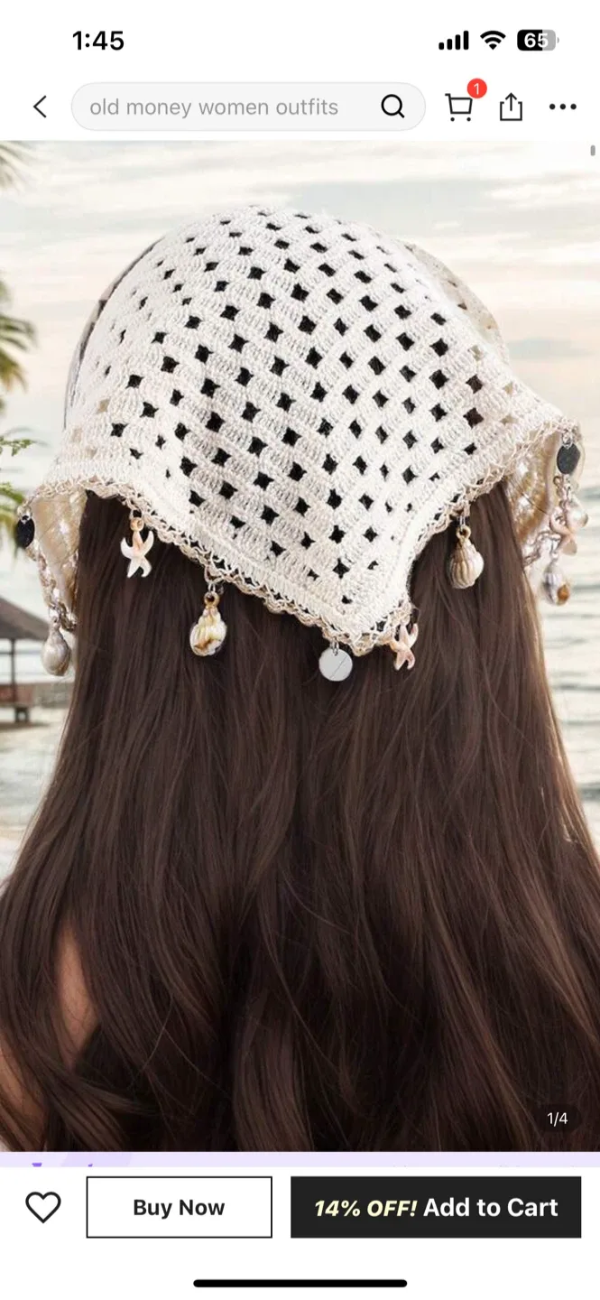 Crochet Head Scarf with Shell Details image indicator(2)