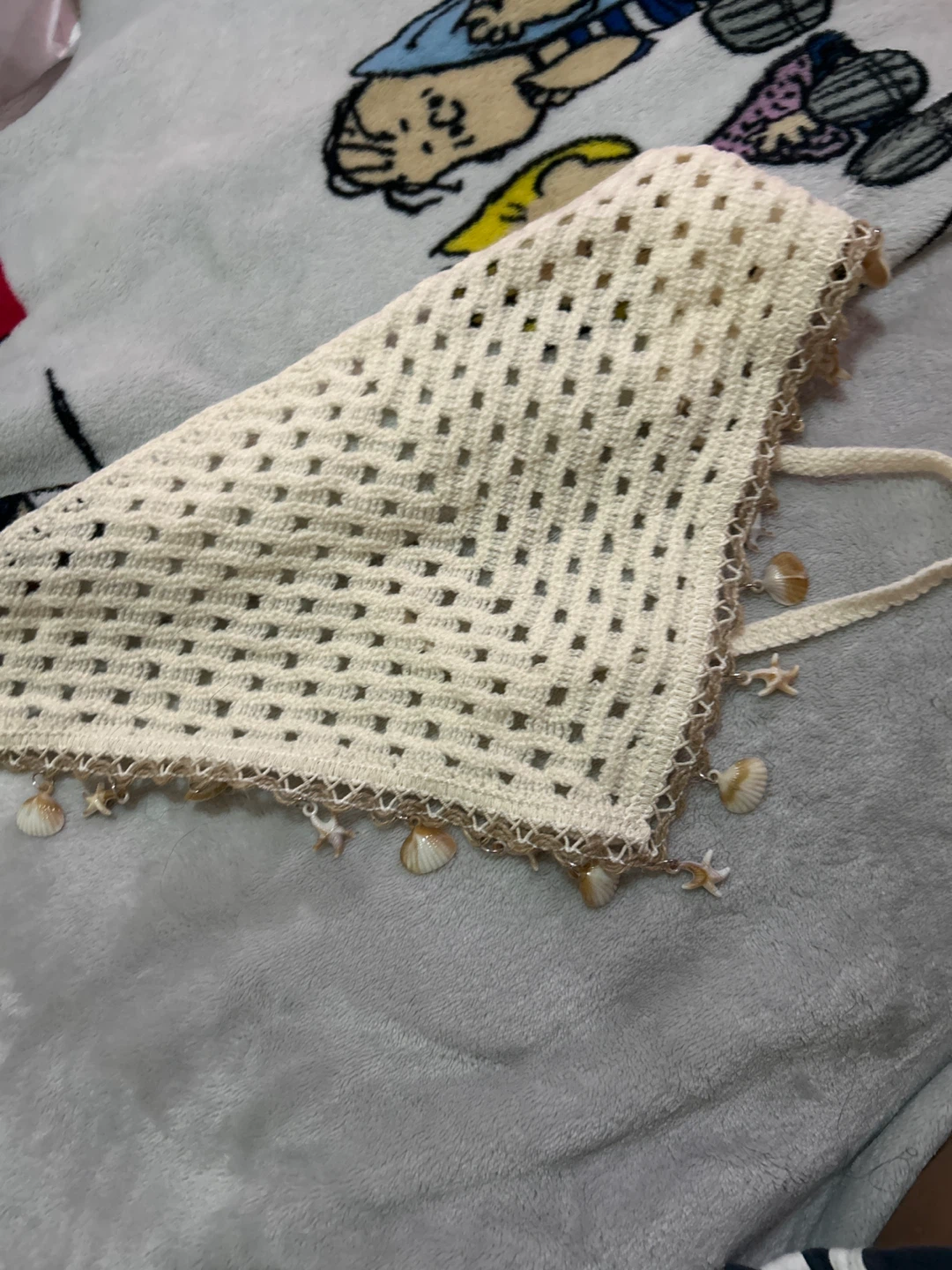 Crochet Head Scarf with Shell Details