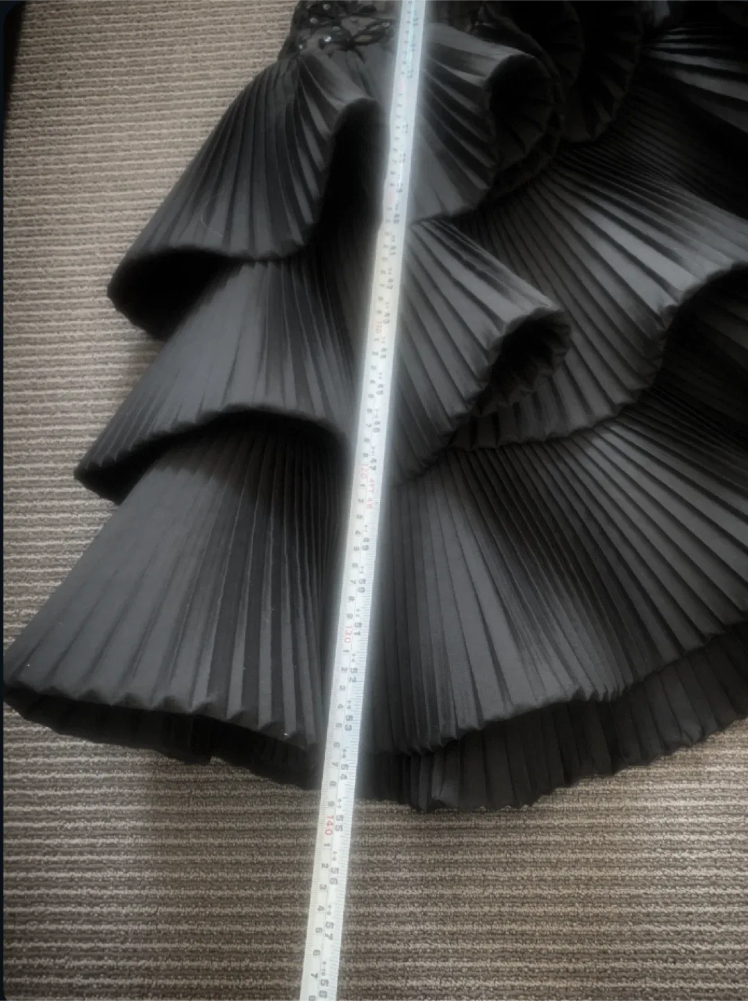 Vintage Victor Costa Black Lace & Pleated Ruffle Gown image indicator(3)