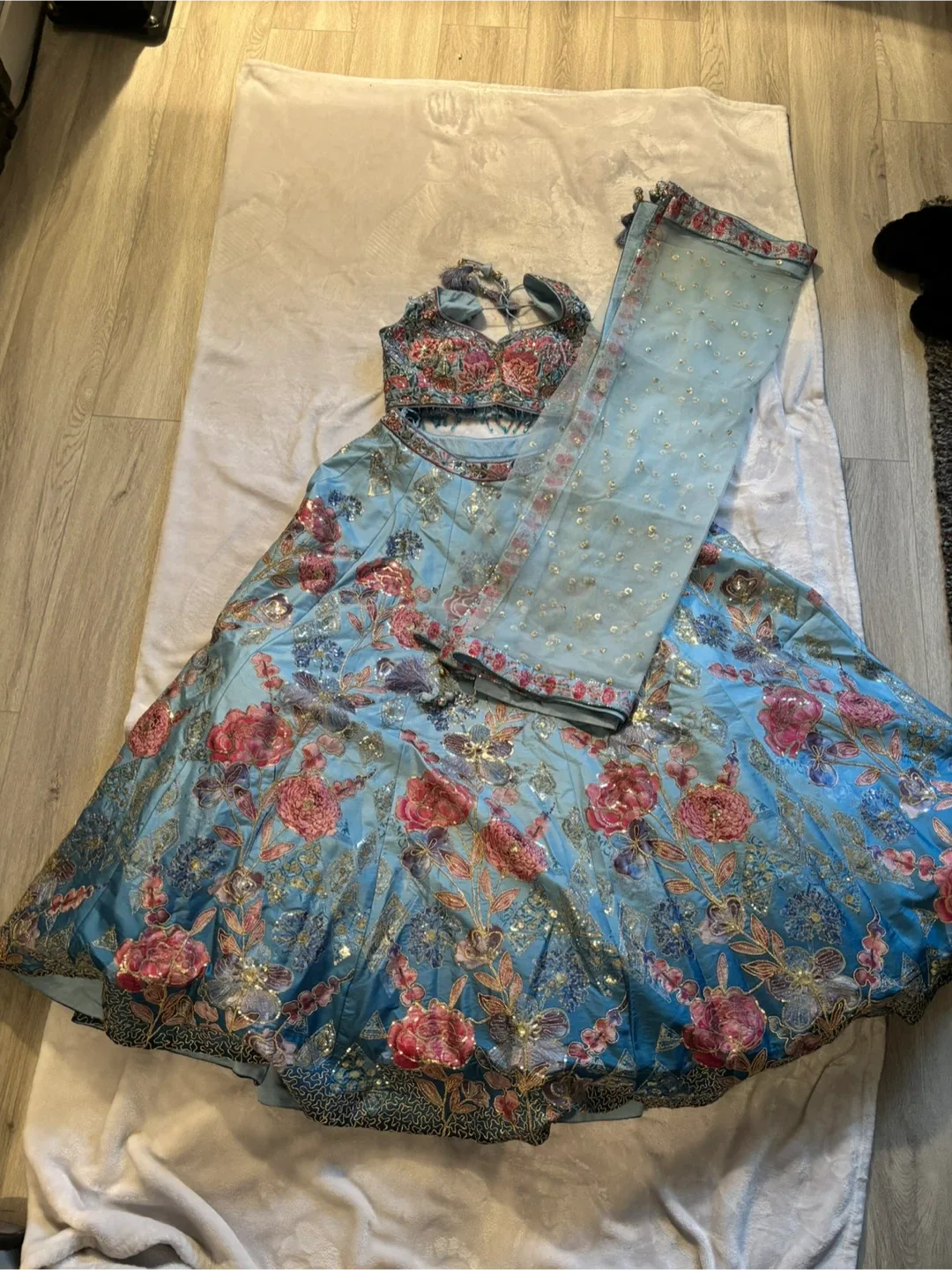 Blue Floral Lehenga Choli Set image indicator(3)