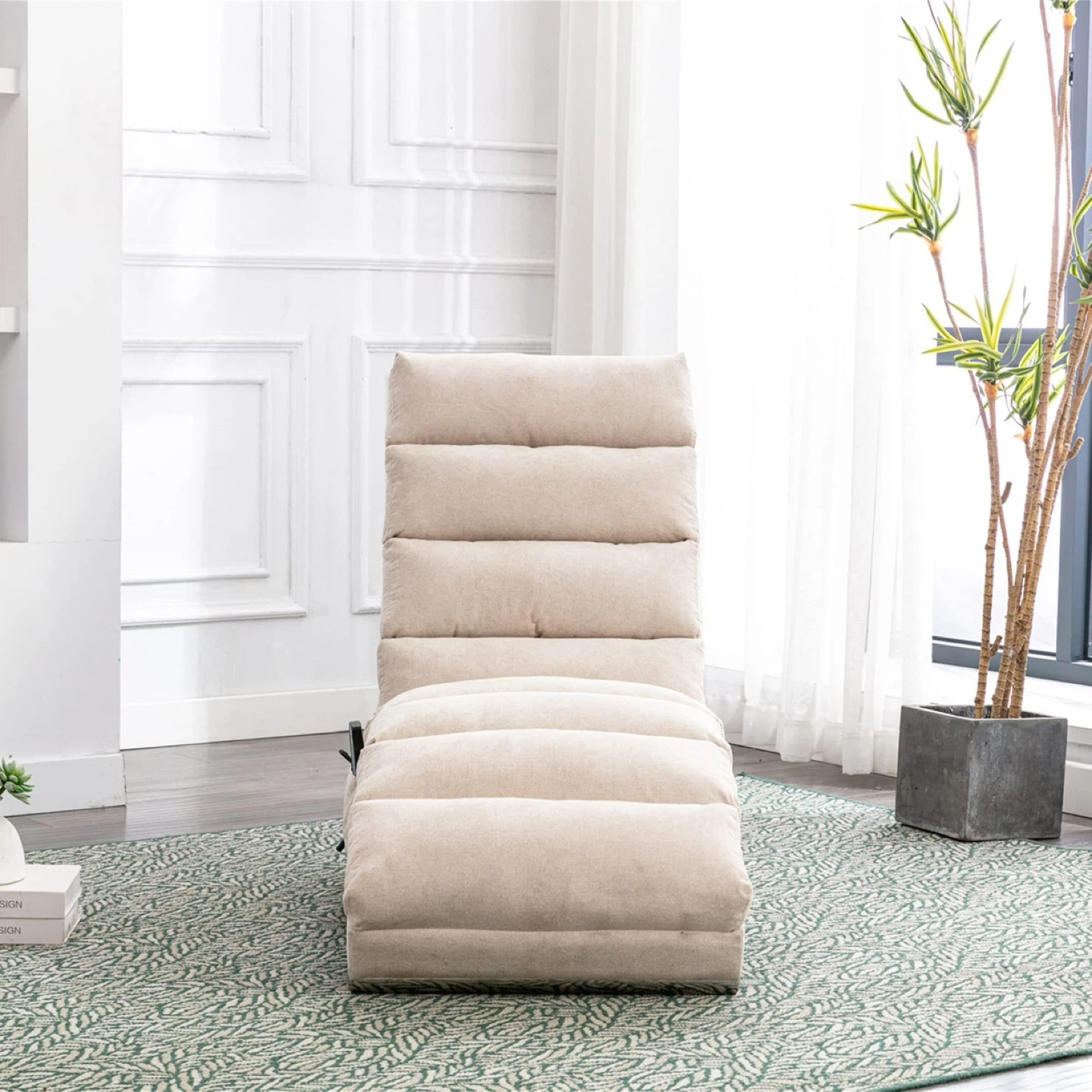 HomSof Armless Beige Chaise Lounge Chair - photo 4
