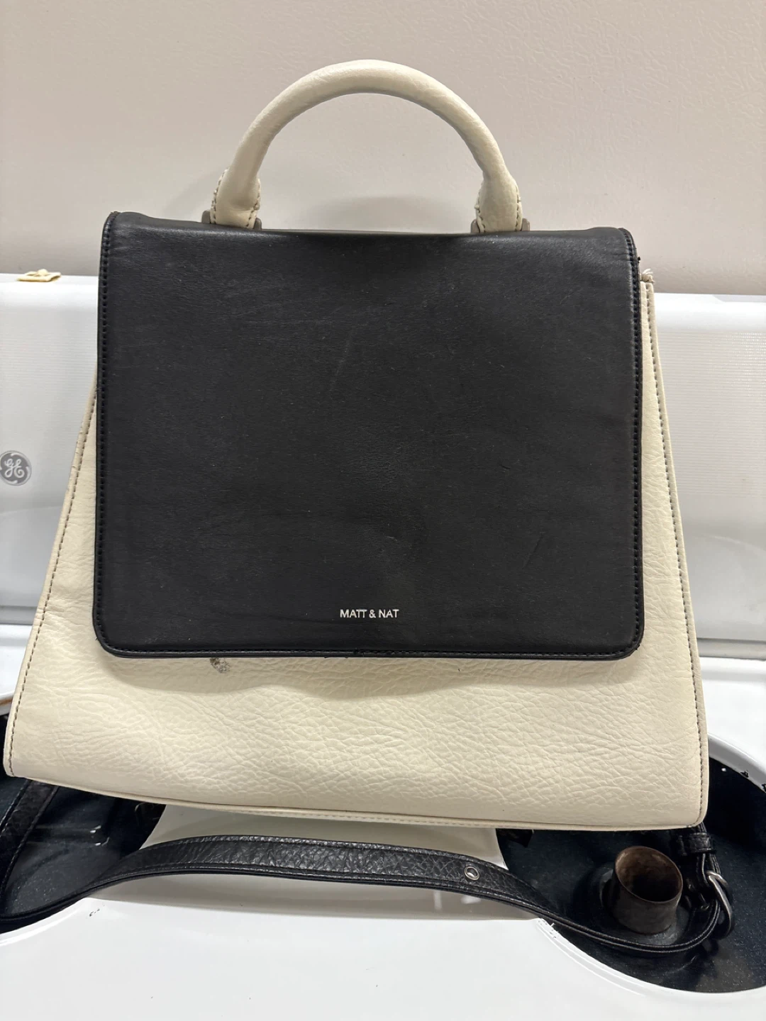 Matt & Nat Black & Cream Satchel Bag