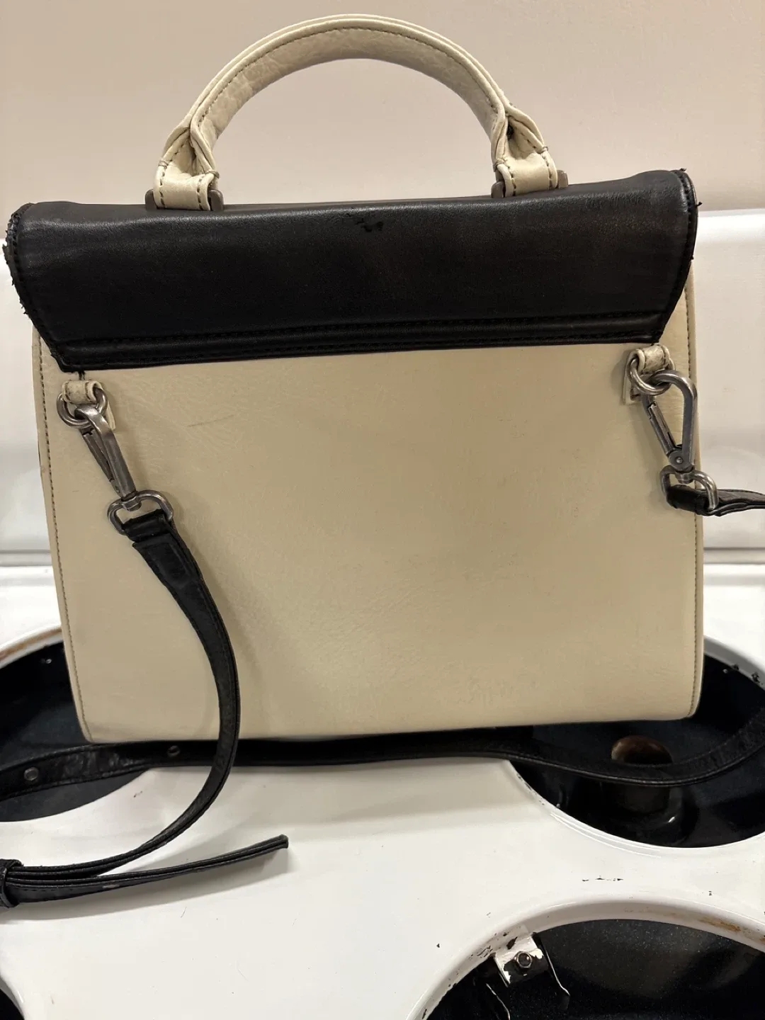 Matt & Nat Black & Cream Satchel Bag image indicator(2)