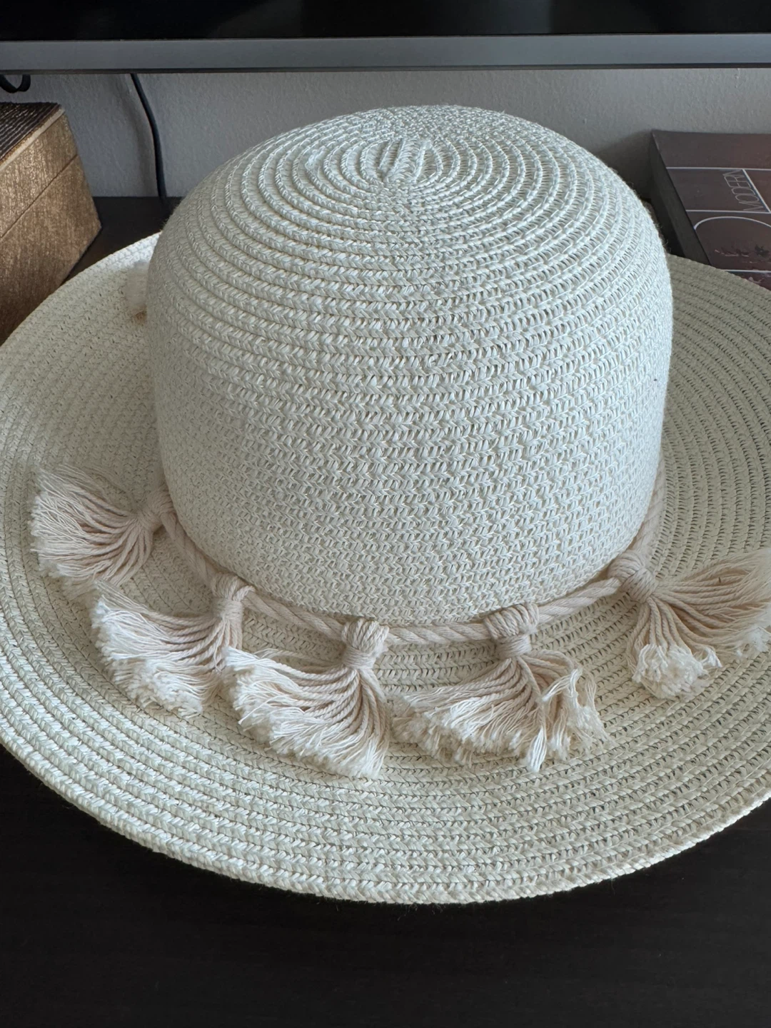 Cream Sun Hat with Tassels - Size 22.83" - photo 3