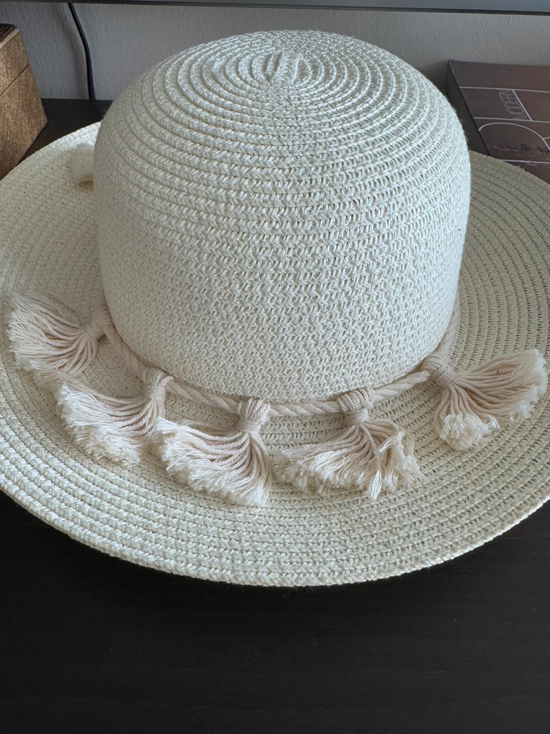 Cream Sun Hat with Tassels - Size 22.83" - photo 2