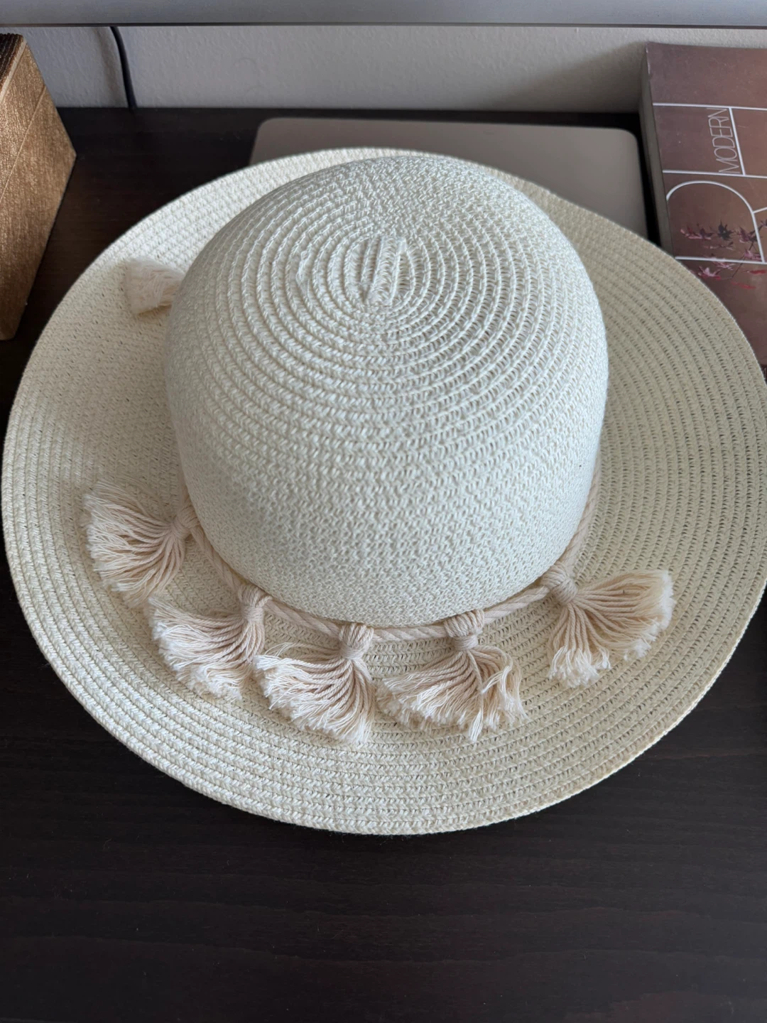 Cream Sun Hat with Tassels - Size 22.83" - photo 4