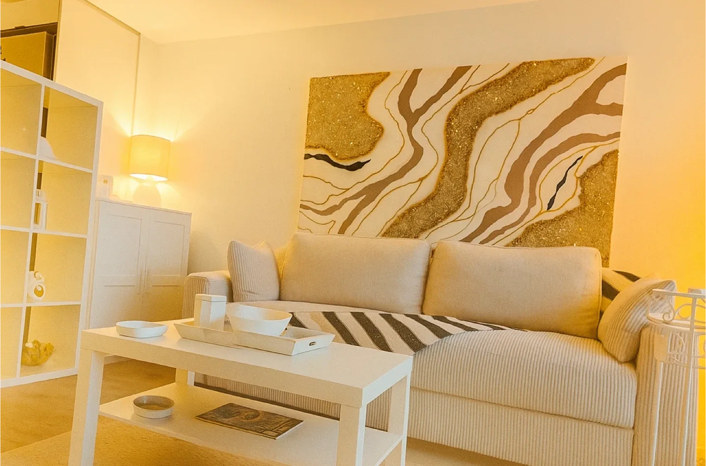 Ebern Designs Keryis 89" Wide Beige Corduroy Sofa image indicator(6)