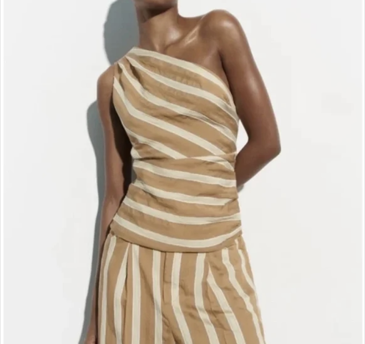 Zara Striped One-Shoulder Top