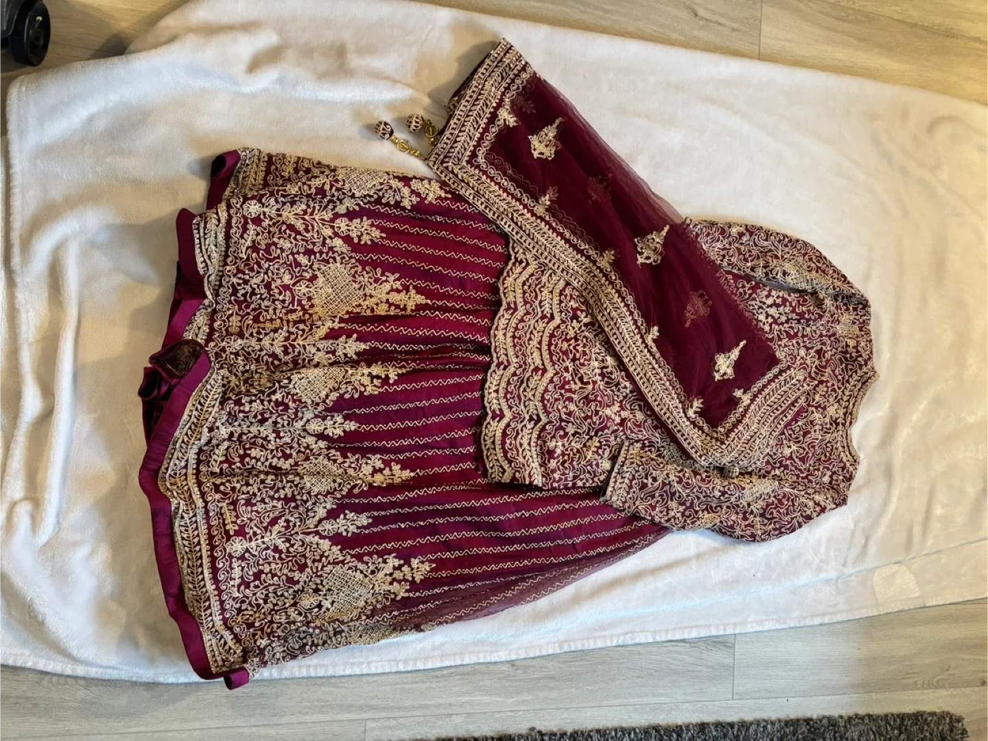 Burgundy Embroidered Lehenga Choli Set image indicator(2)