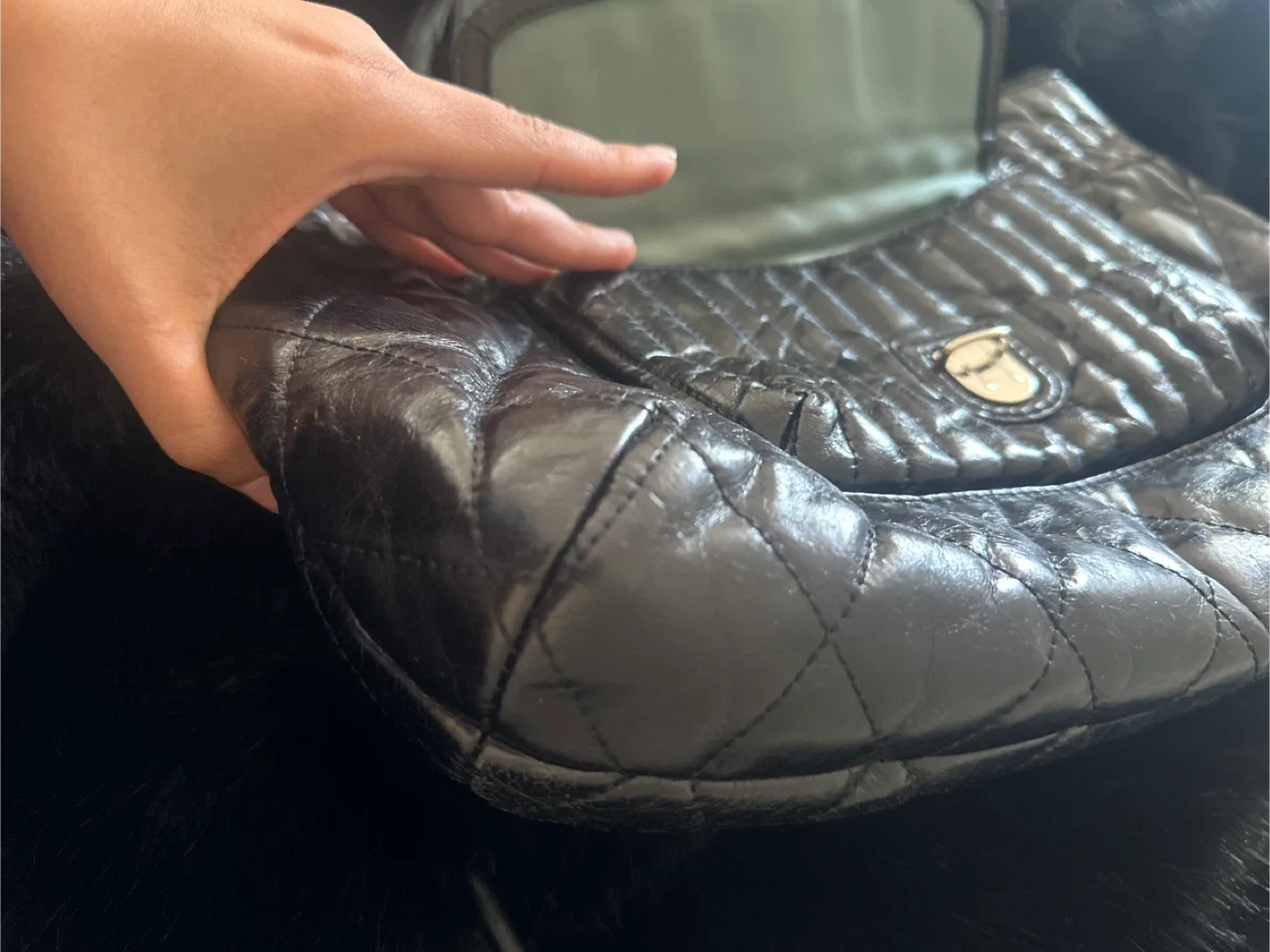 Coach Black Leather Quilted Handbag image indicator(6)