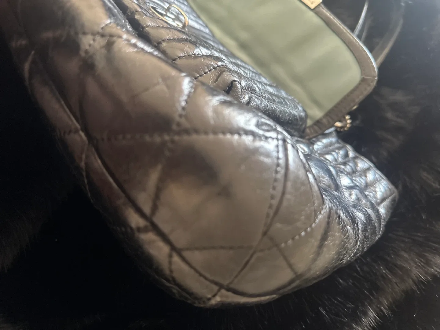 Coach Black Leather Quilted Handbag image indicator(5)