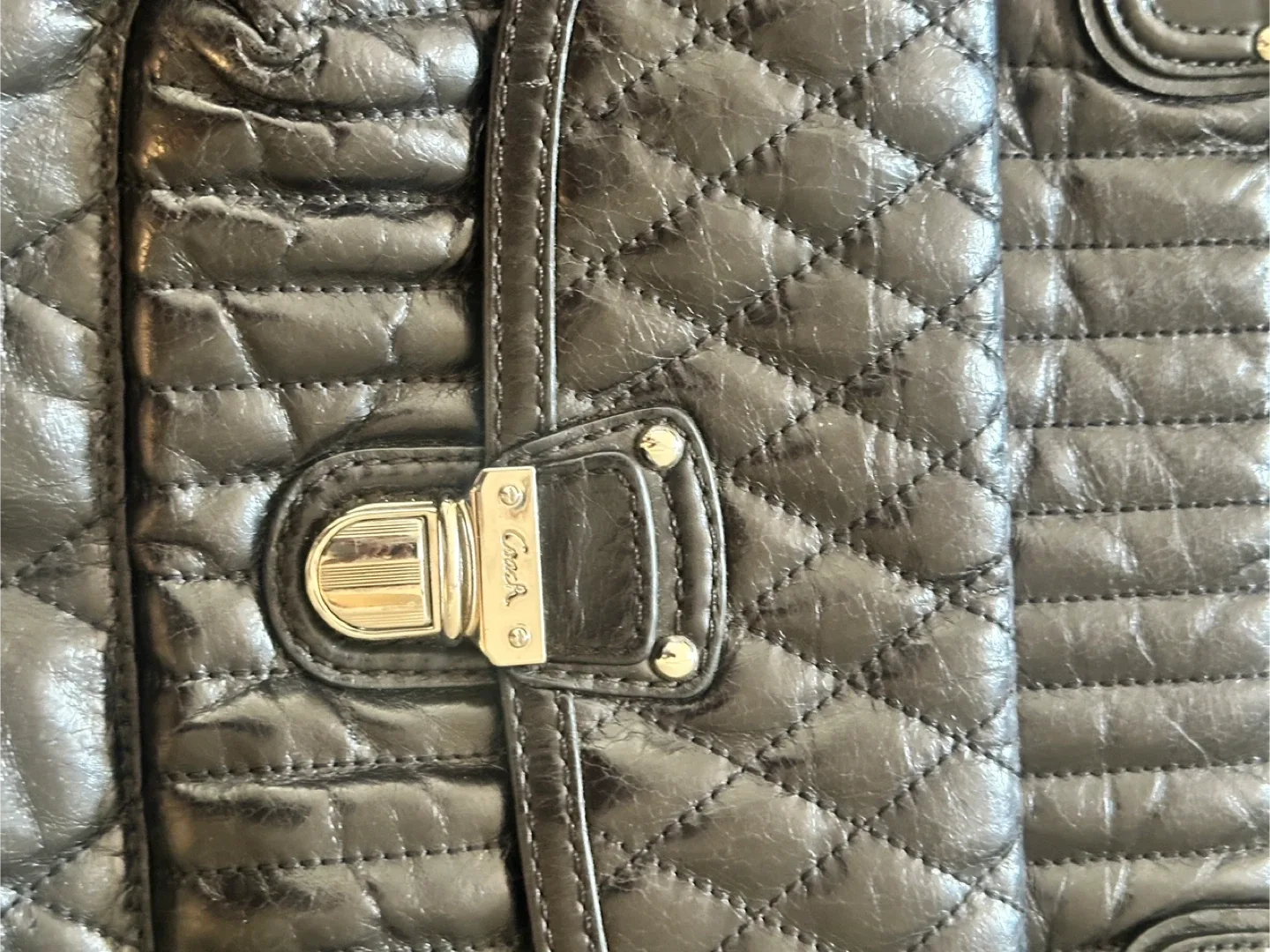 Coach Black Leather Quilted Handbag image indicator(9)