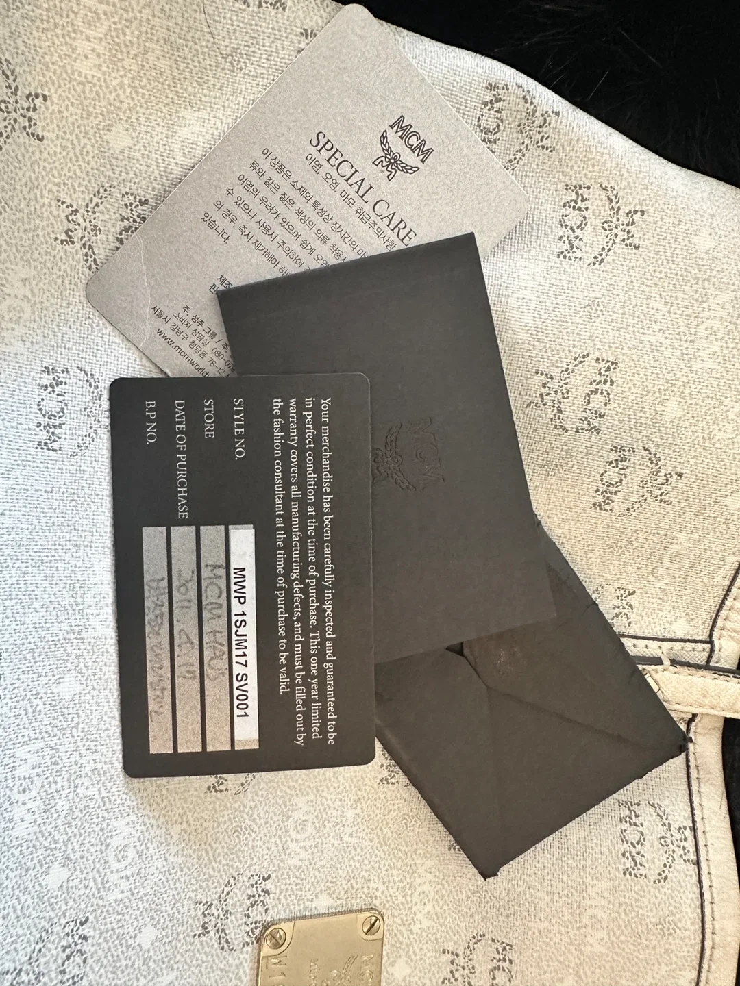 MCM White Tote Bag & Clutch Set with authenticity card image indicator(2)