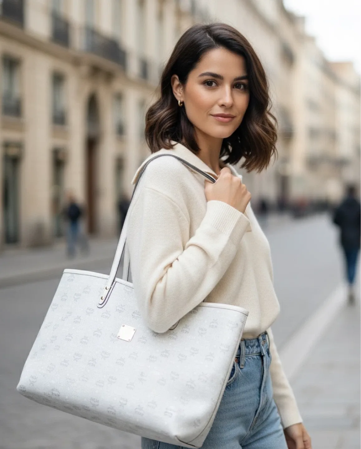 MCM White Tote Bag & Clutch Set with authenticity card image indicator(4)