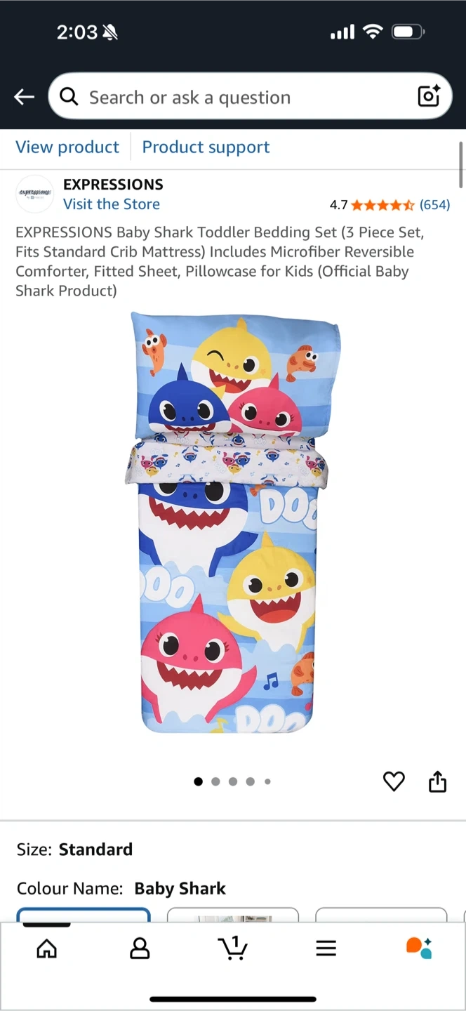 EXPRESSIONS Baby Shark Toddler Bedding Set Karrot