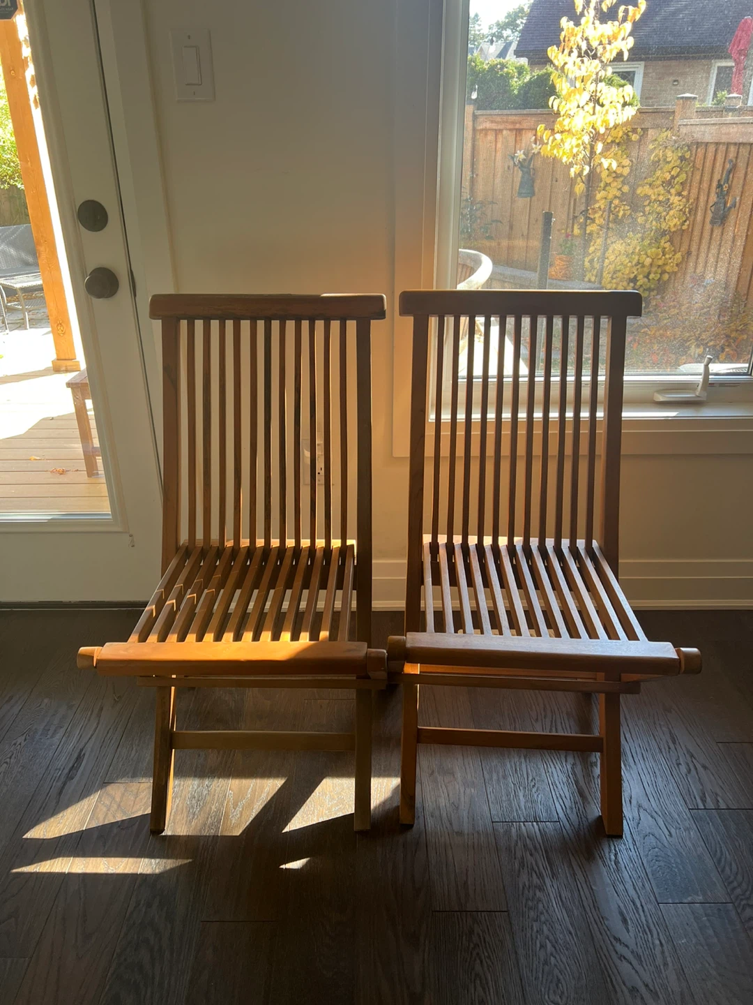 Set of 2 Wooden Folding Chairs