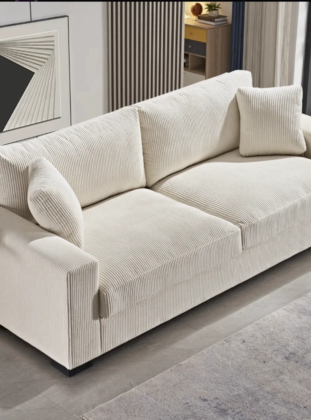 Ebern Designs 89" Wide Corduroy Upholstered Sofa image indicator(6)