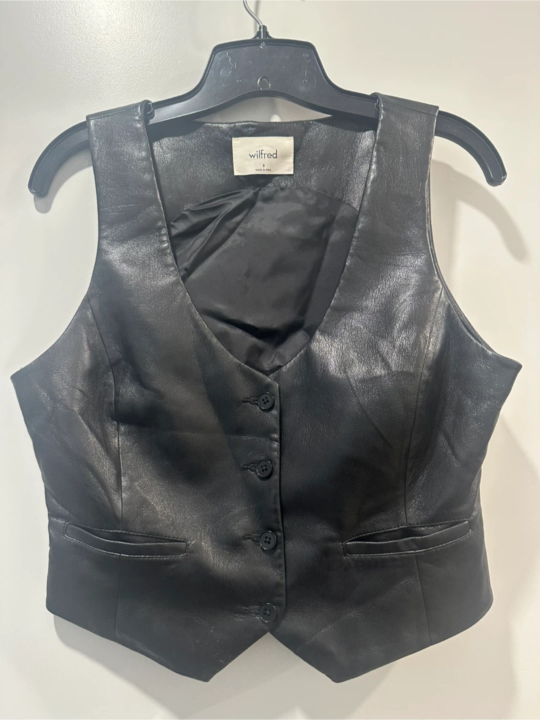 Wilfred Black Leather Vest - Size Small