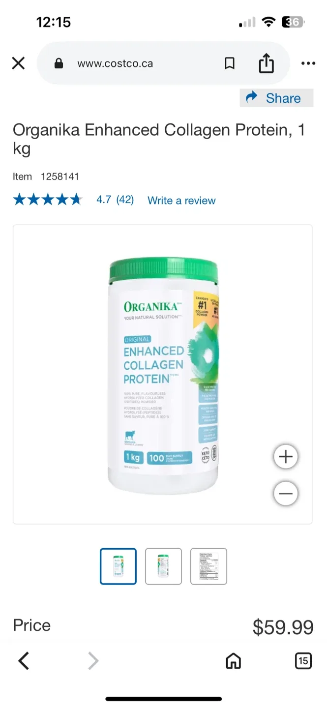 Organika Enhanced Collagen Protein Powder, 1 kg thumbnail