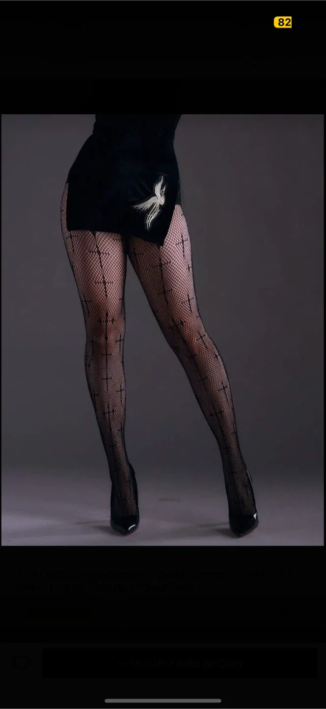 Long Burgundy Jacket and Cross Pattern Fishnets image indicator(3)