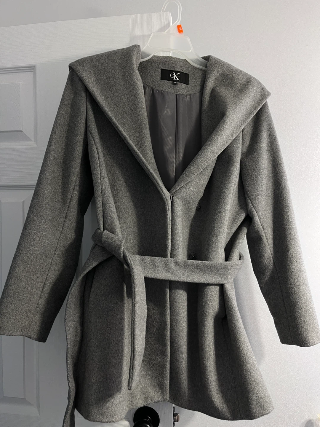 Calvin Klein Wool Blend Belted Coat - Size M