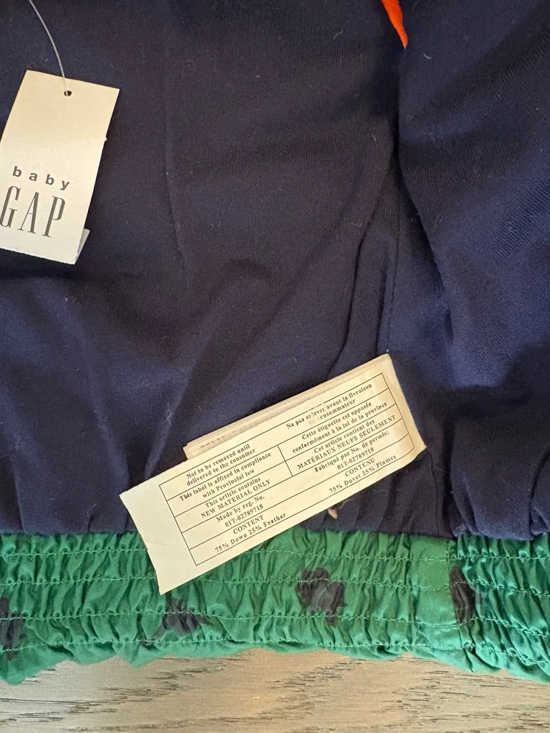 Baby gap boys down filled fall jacket 0-6M NWT ret $98 image indicator(2)