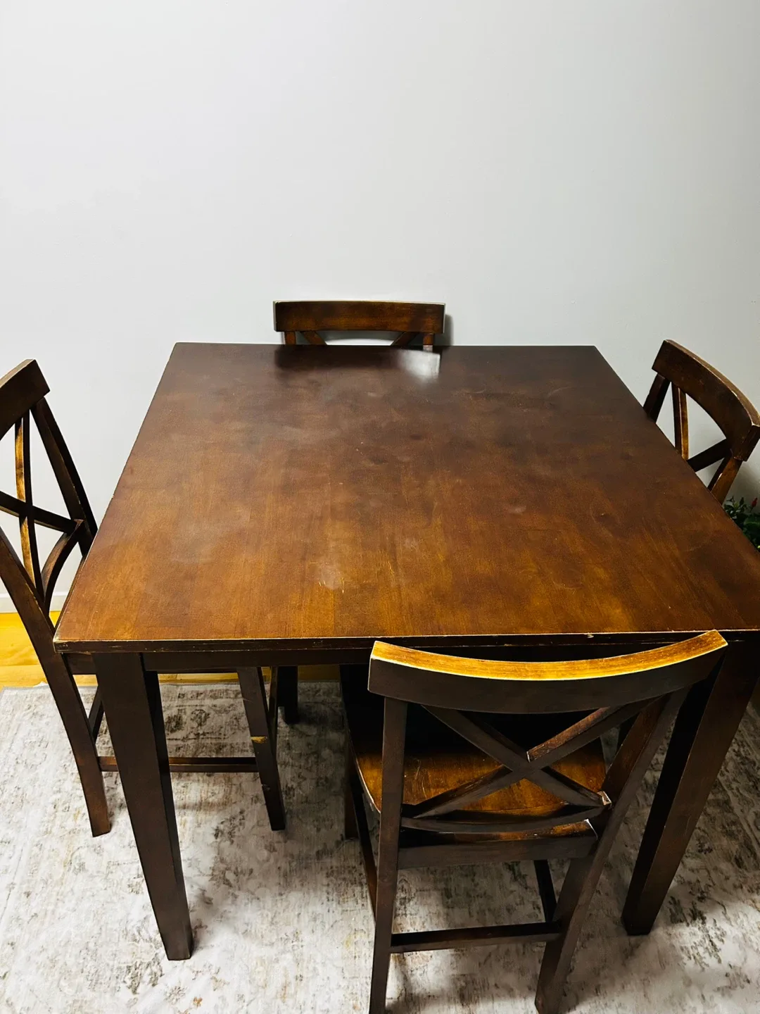 Wood Dining Table with 4 Chairs