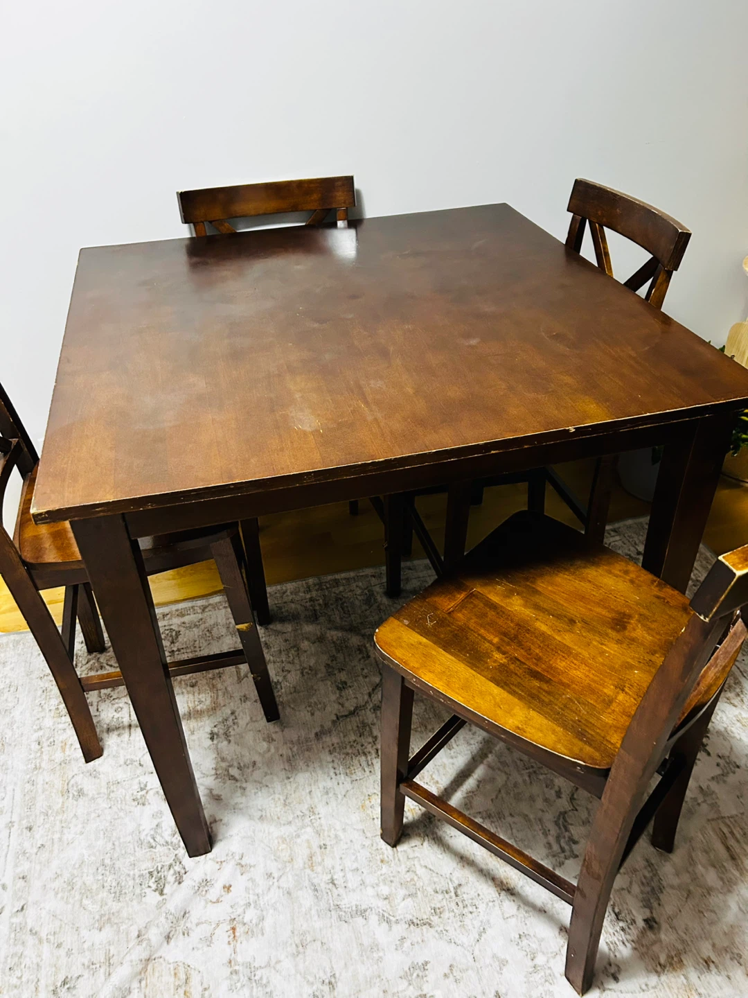 Wood Dining Table with 4 Chairs - photo 2