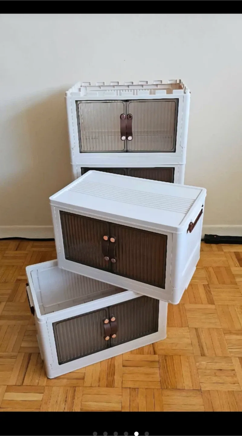 White Stackable Storage Cabinet image indicator(5)