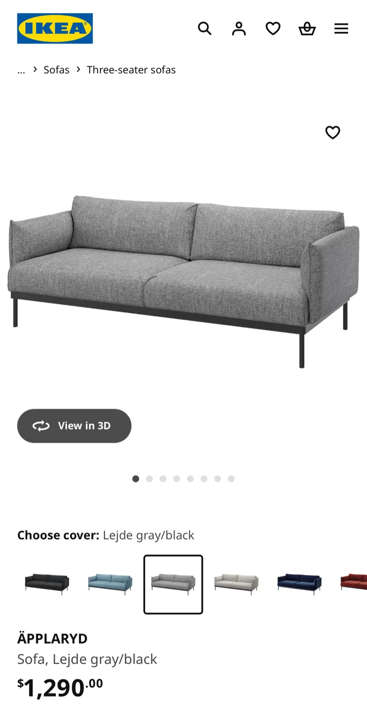 IKEA ÄPPLARYD Sofa - Lejde Gray/Black
