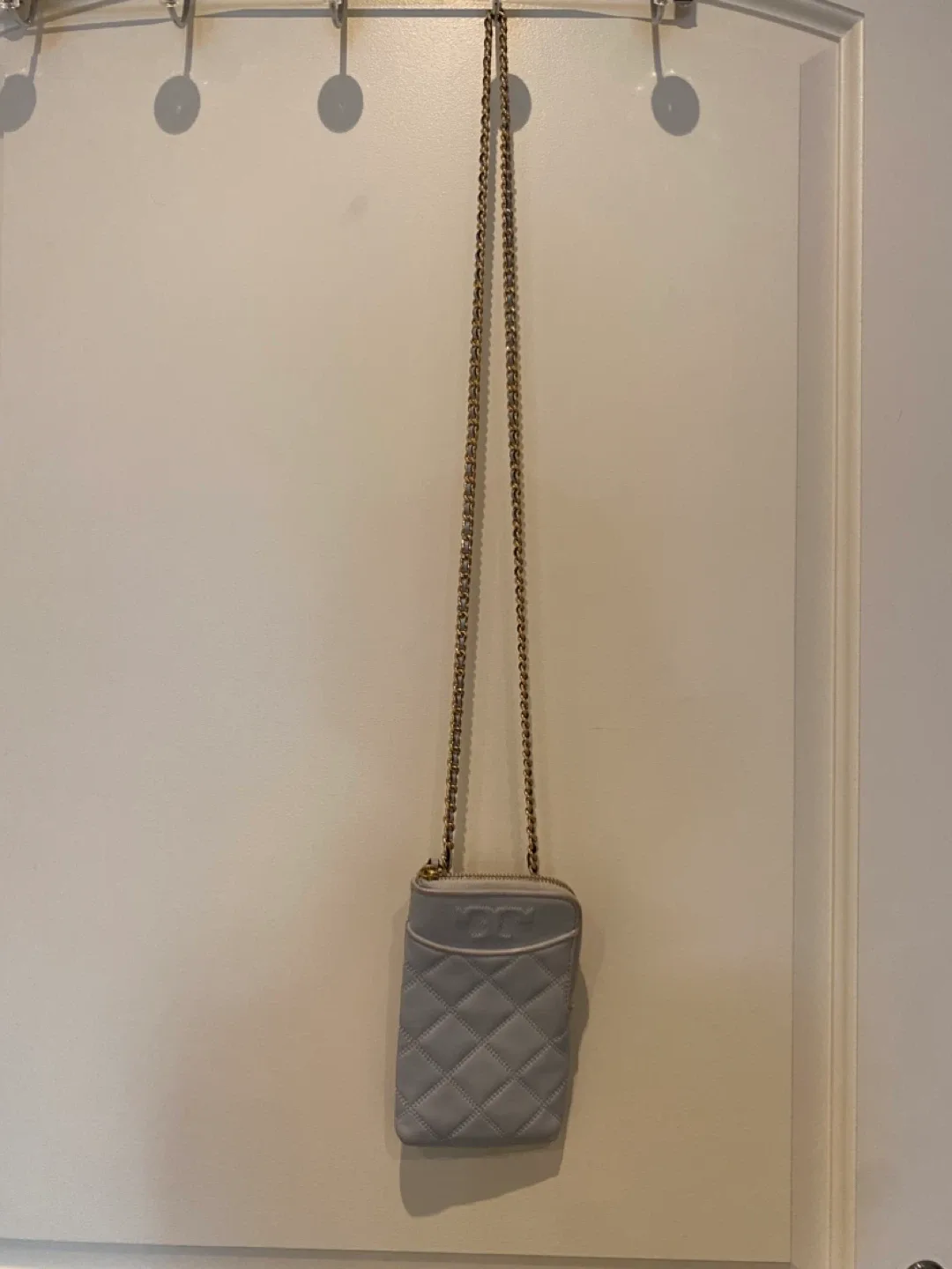 Tory Burch Quilted Leather Phone Crossbody - Blue thumbnail