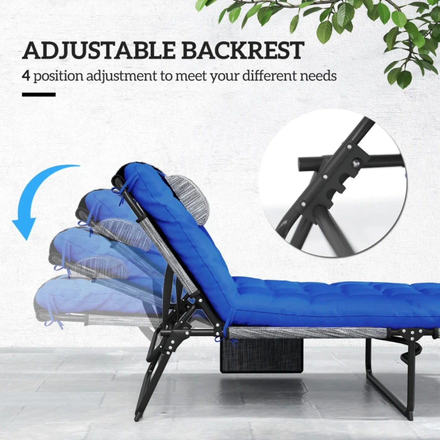 Outsunny Folding Lounge Chair with 4-level Reclining Back - photo 4