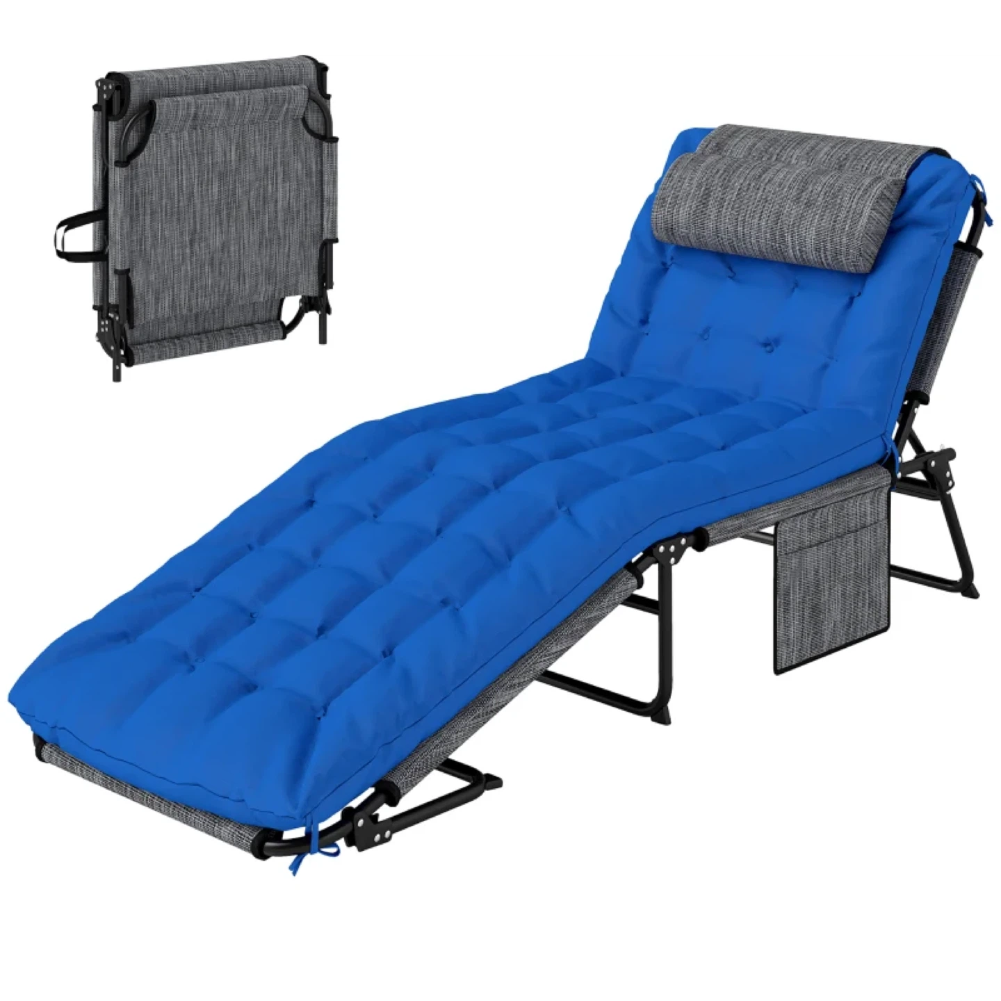 Outsunny Folding Lounge Chair with 4-level Reclining Back - photo 2