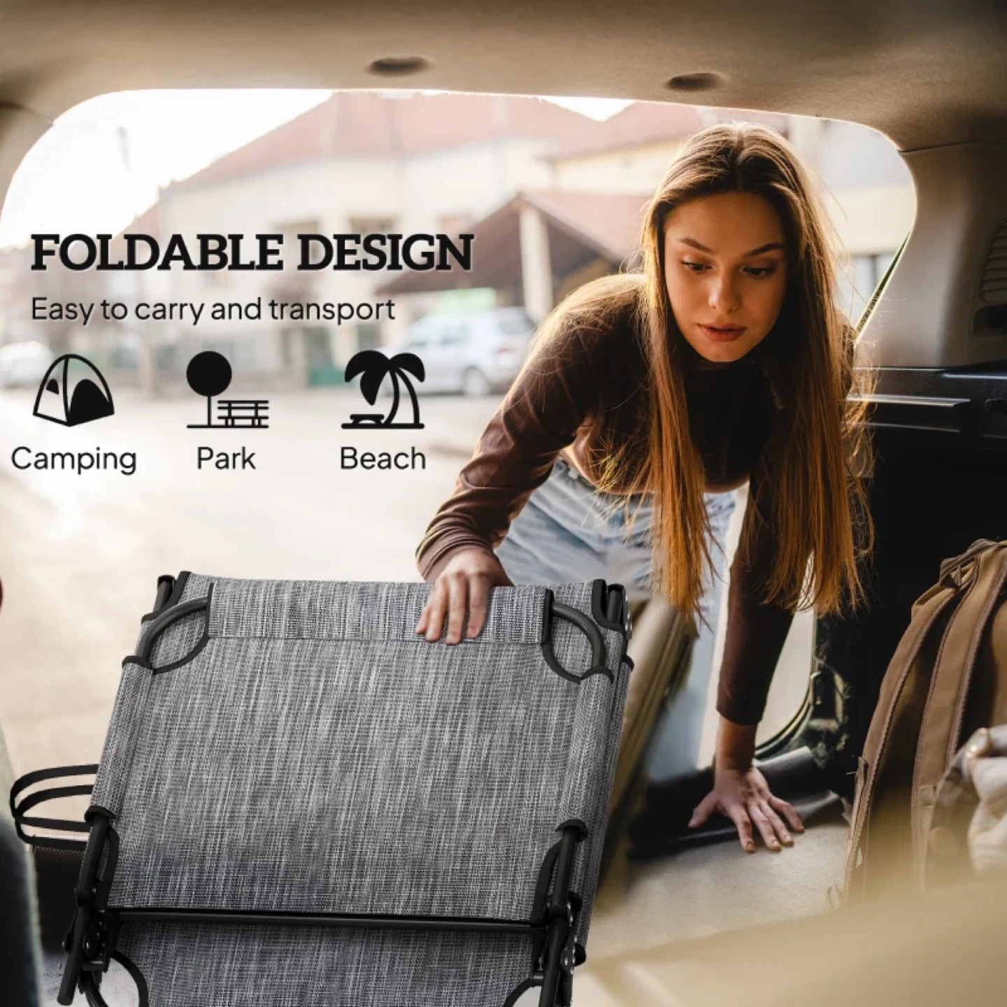 Outsunny Folding Lounge Chair with 4-level Reclining Back - photo 5