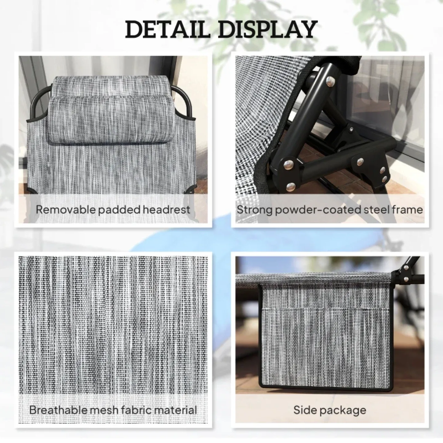 Outsunny Folding Lounge Chair with 4-level Reclining Back image indicator(6)