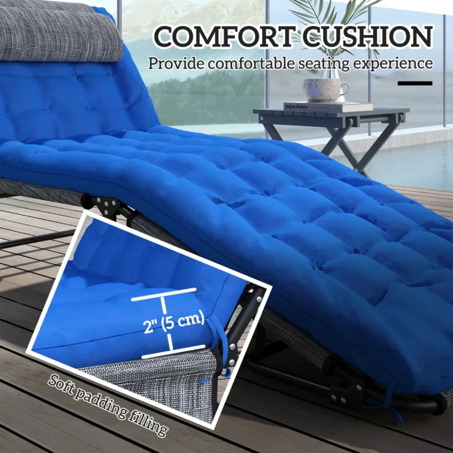Outsunny Folding Lounge Chair with 4-level Reclining Back image indicator(7)