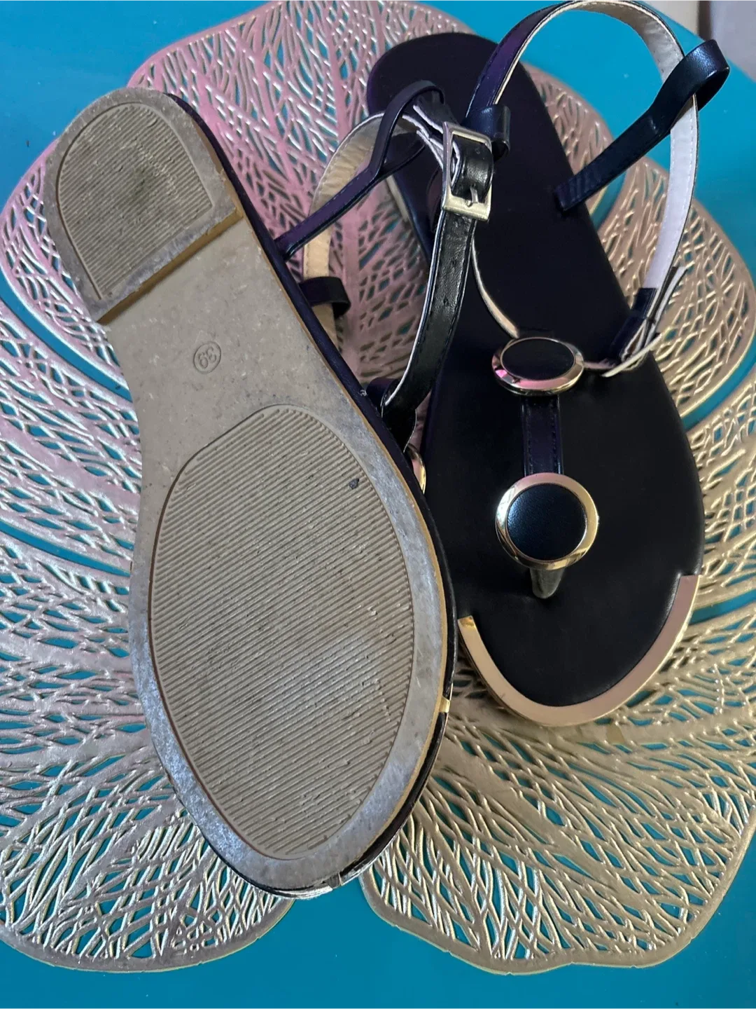 Black & Gold Sandals - Size 8 image indicator(2)