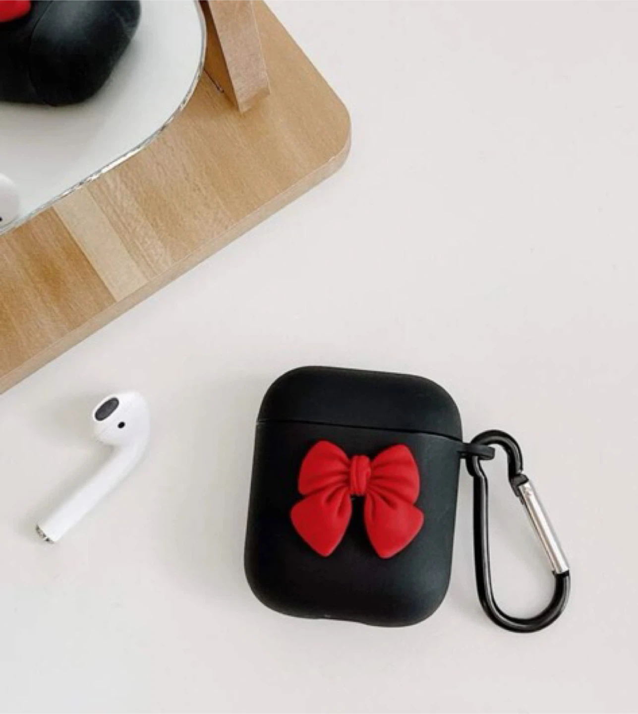 AirPods Case - Black with Rose/Bow