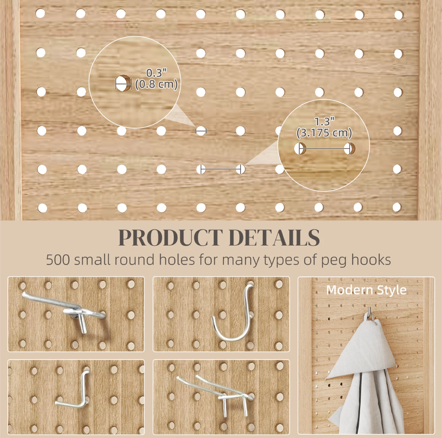 Wooden Room Divider with Peg Holes - photo 3