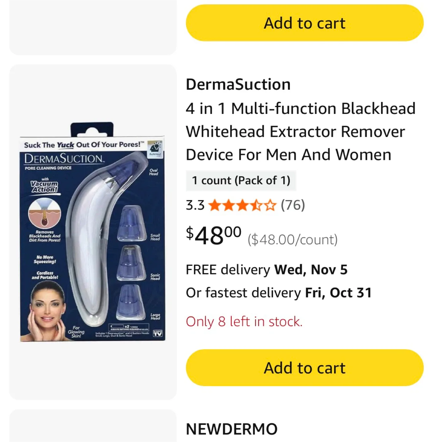 DermaSuction Blackhead Whitehead Extractor - Like New! image indicator(3)