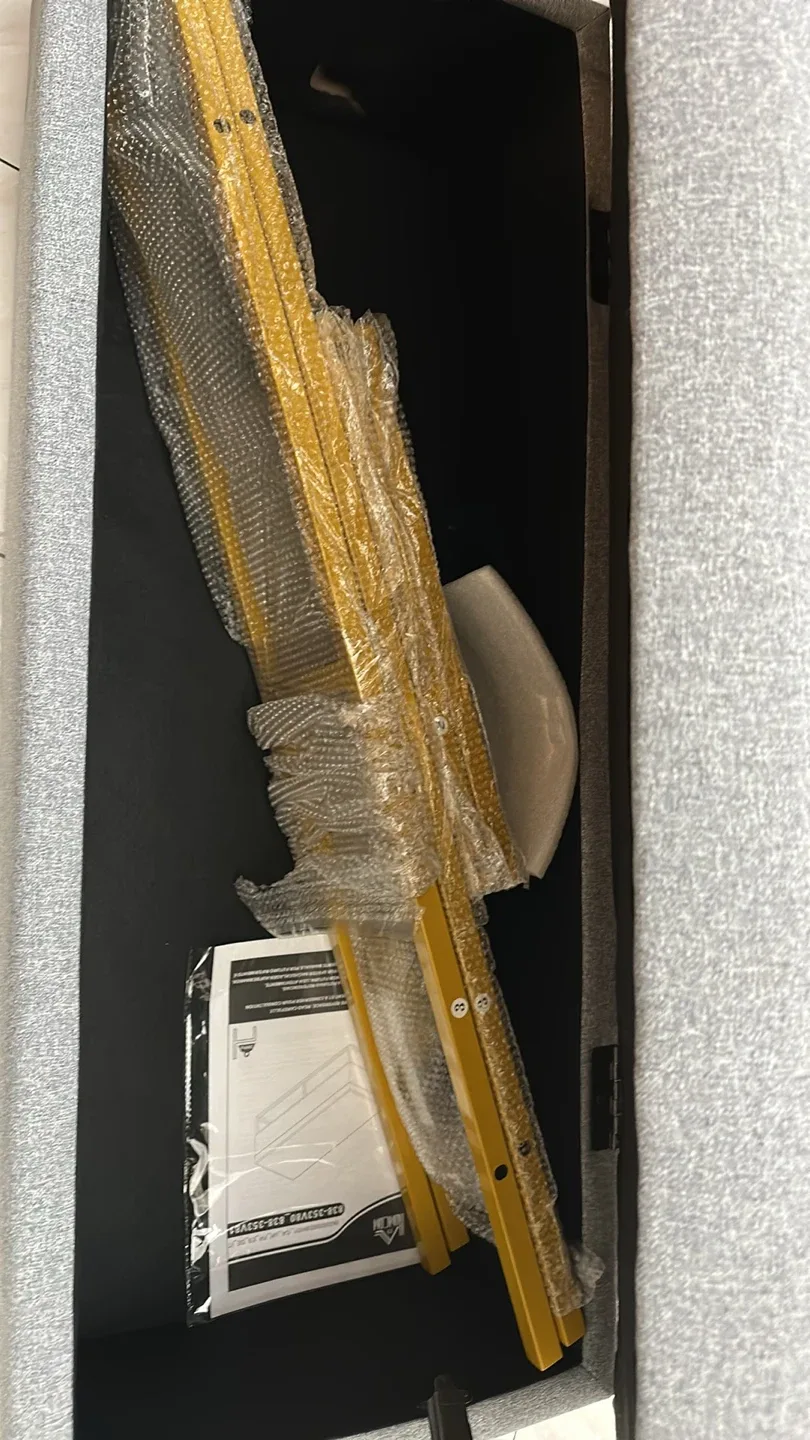 Storage Ottoman Bench - Grey Fabric, Gold Legs image indicator(3)