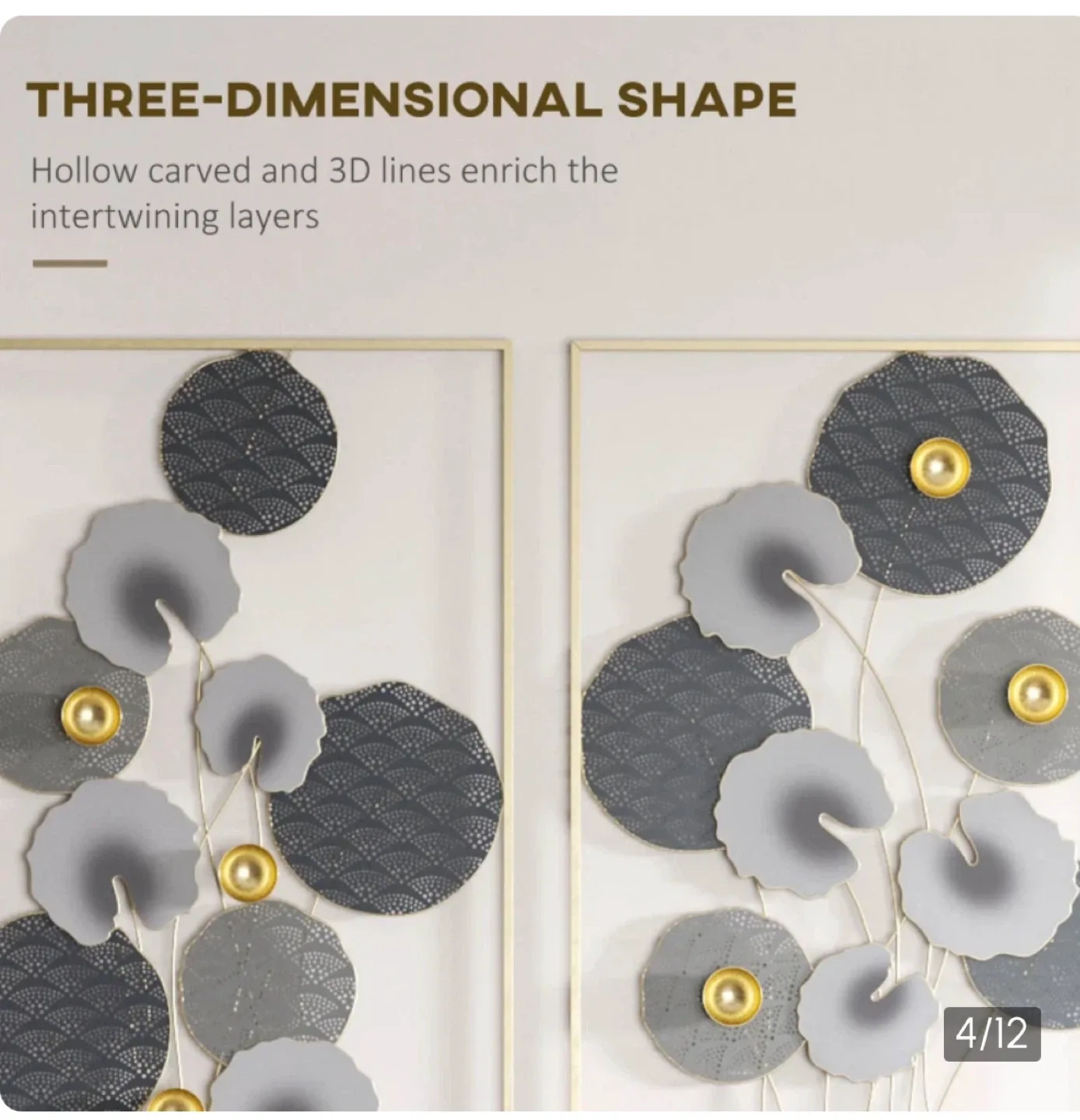 Metal Wall Art Decor - Floral Design, 50cm image indicator(3)