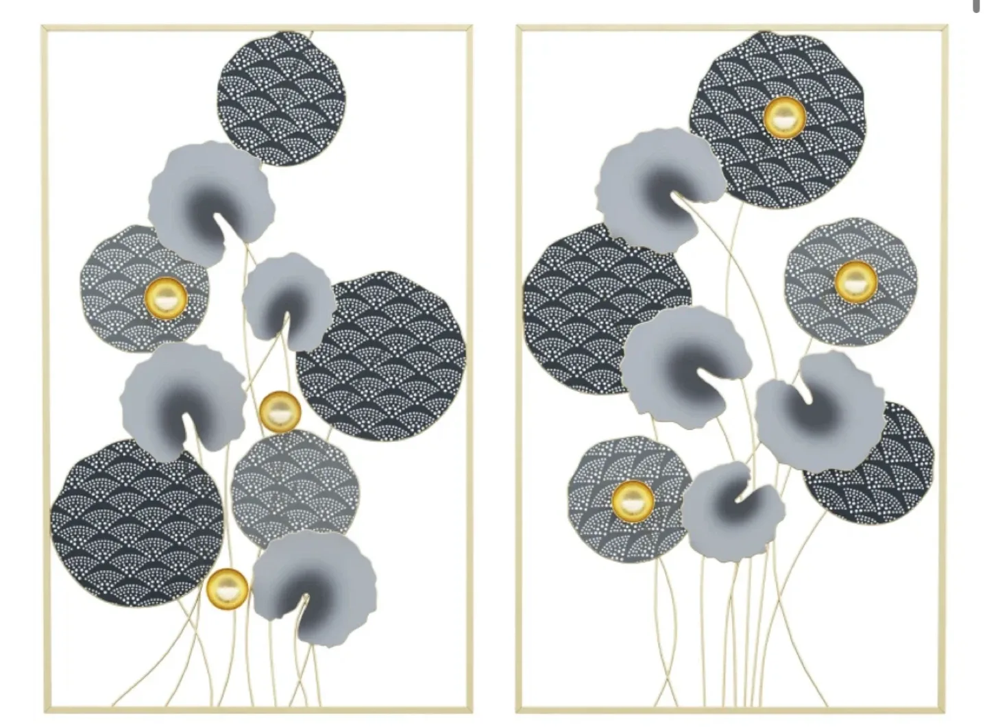 Metal Wall Art Decor - Floral Design, 50cm