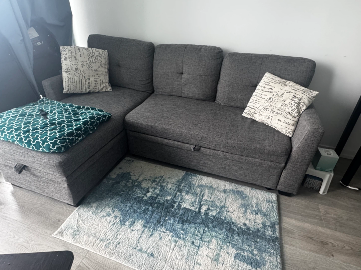 Grey Sectional Sofa with Storage