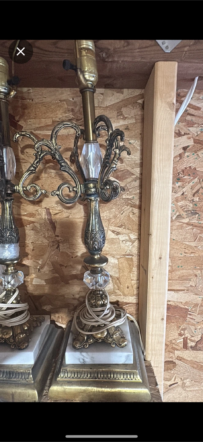 Vintage Brass & Crystal Accent Lamps