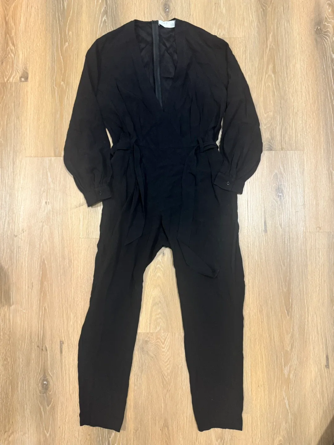 IRO Womens Chacha Pleated Crepe Black Jumpsuit Size 36 thumbnail