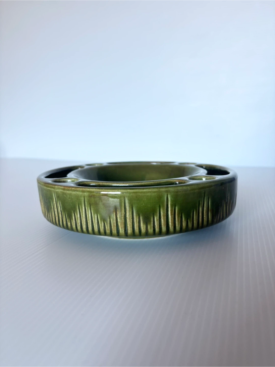 Vintage MCM Christmas ceramic advent bowl and tree base - photo 2
